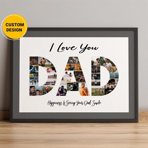 Regalos personalizados de collage de fotos con letras para papá, regalos de Navidad para papá, regalos de cumpleaños para papá, regalos geniales para papá, regalos para papá de parte de su hijo