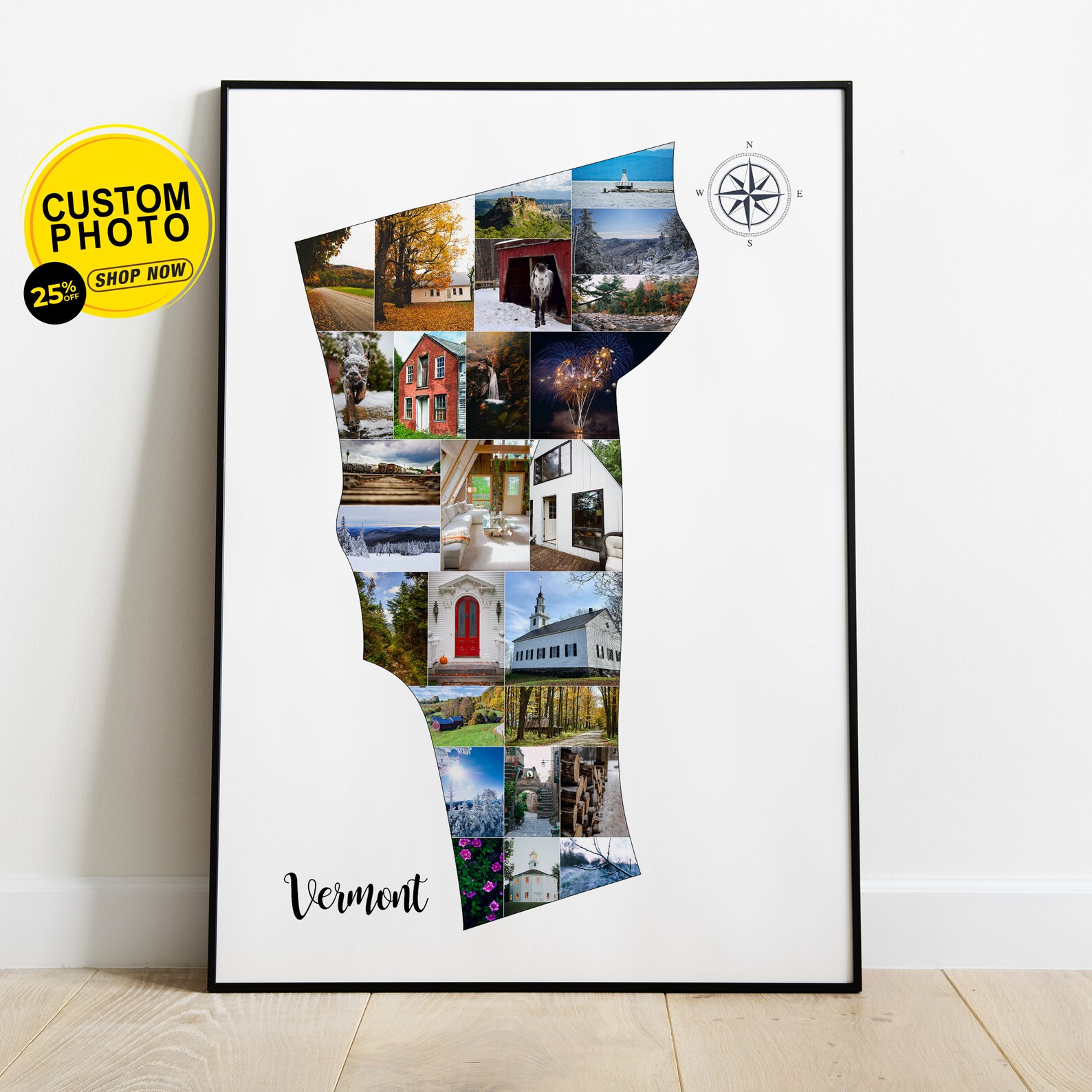 Vermont Poster, Vermont Wall Art, Vermont Wall Decor, Vermont Gifts, Vermont Canvas, Horizontal