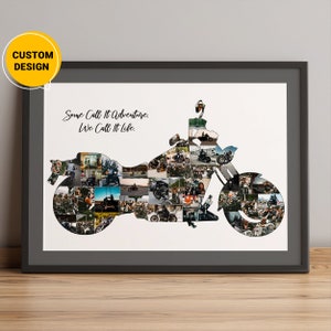 Personalized Bike Photo Collage, Bike Coach Gift, Gifts For Motorcycle Riders, Bike Art Collage, Motorbike Word Art, Gift For Bike Fan