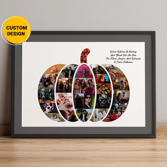 Custom Halloween Gifts, Pumpkin Halloween Photo Collage Gifts, Gifts For Halloween Lovers, Halloween Wall Art, Halloween House Decorations