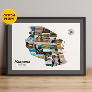 Gepersonaliseerde kaart van Tanzania, fotocollagekaart voor Tanzania, kaart Verenigde Republiek Tanzania, landkaart Tanzania, kaart Tanzania Afrika