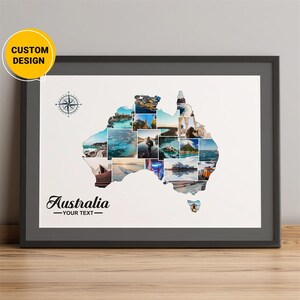 Gepersonaliseerde cadeaus Australië, cadeaus Australische kaart fotocollage, Australië kaart kerstversiering Australië kaart presenteert cadeaus