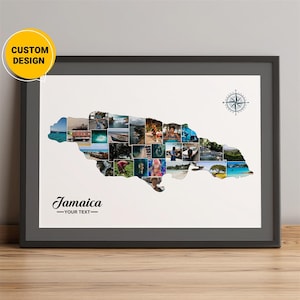 Regalos personalizados de collage de fotos con mapas de Jamaica, collage de mapas de Jamaica, regalos con mapas, arte mural con mapas del mundo, regalos únicos para Navidad