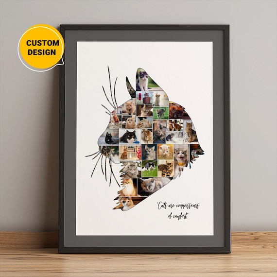 Personalized Cat Gift Cat Owner Gifts Cute Photo Collage Cute Cat Pictures Cat Collage Wall Art Cat Gifts for Her Cat Lovers Gift Etsy