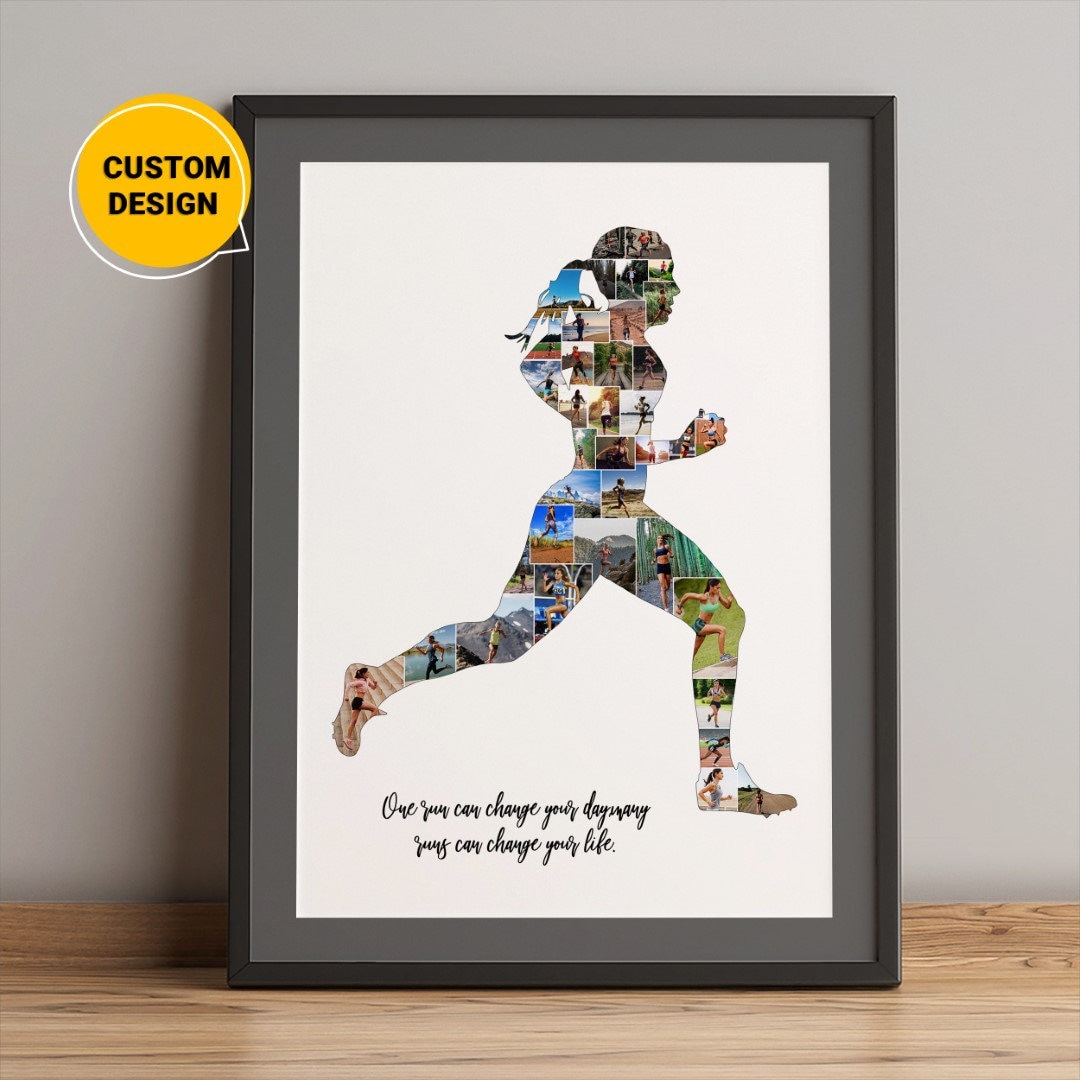 Personalized Photo Collage Runner, Running Coach Gift, Gifts for