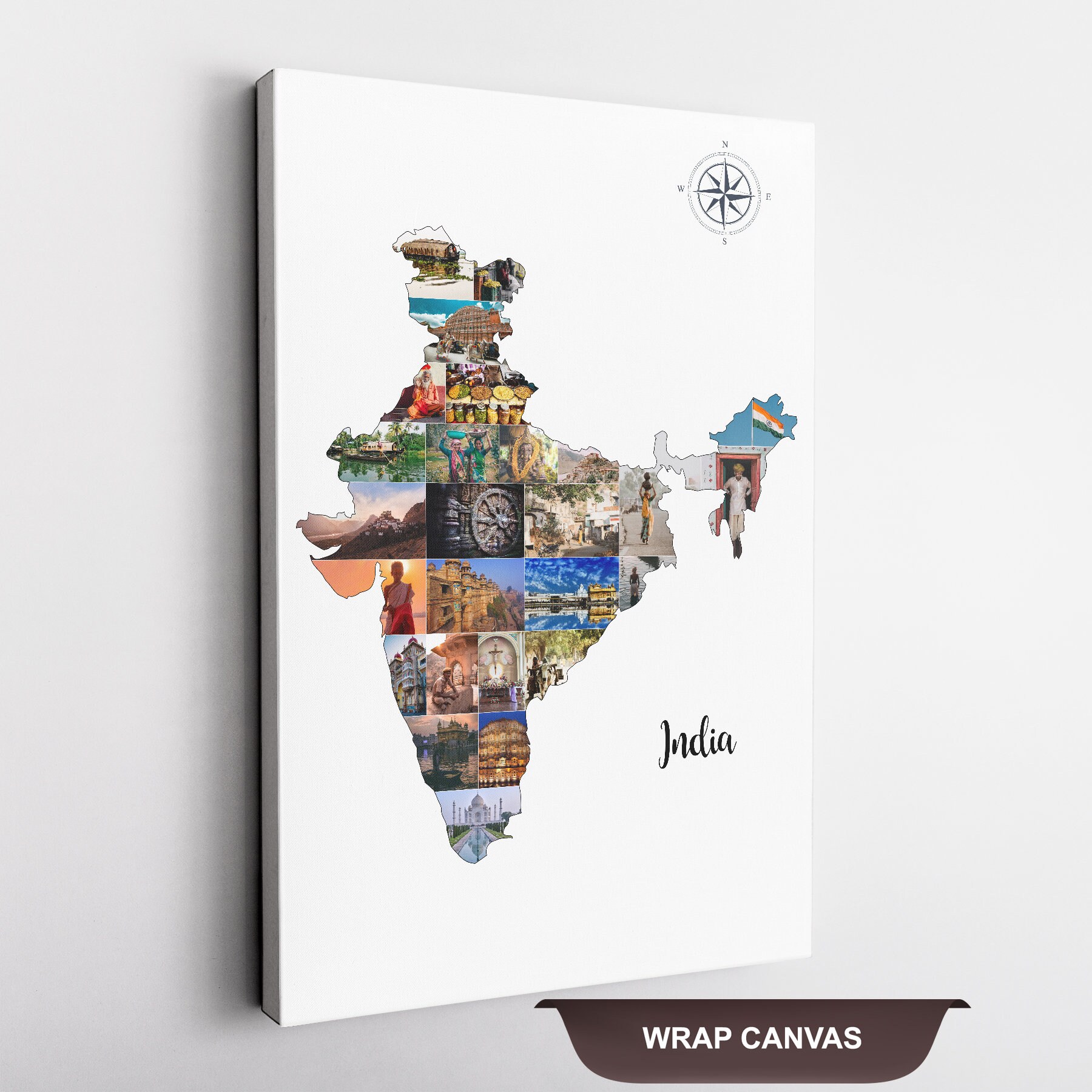 India Wall Print, India Wall Art, India Art, India Map Canvas, India ...