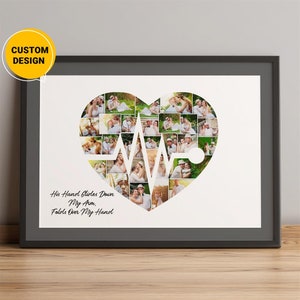 Custom Heart Shaped Gifts, Heart Photo Collage Gifts, Anniversary Gifts For Couples, Wedding Wall Art, Love Hearts Gifts For Christmas
