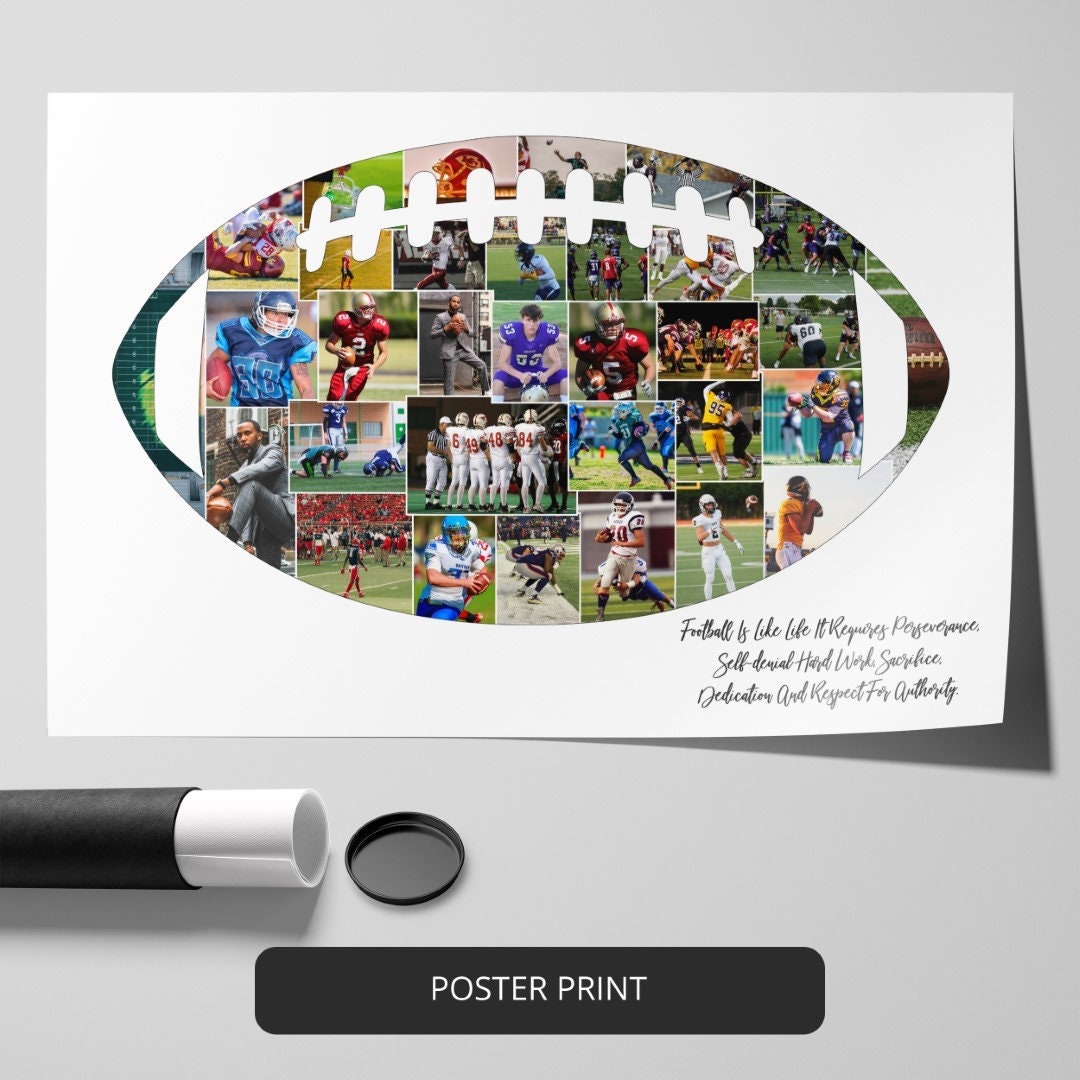 Custom Rugby Ball Photo Collage Gift, Rugby Player Gift, Rugby Coach