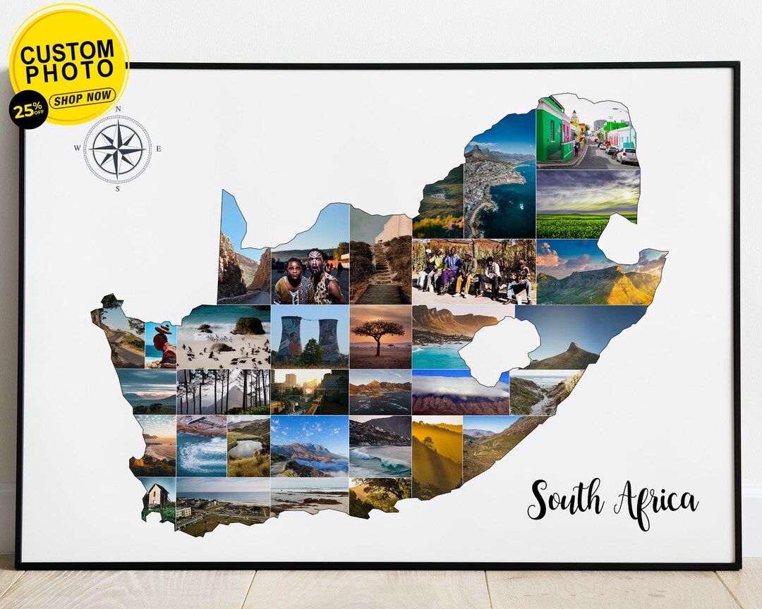 South Africa Art, Print South Africa, South Africa Map Art, South