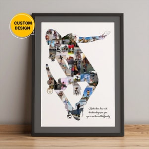 Custom Photo Skateboarding Collage, Best Skating Coach, Skateboard Photo Art, Skating Team Gift, Skateboard Gift Idea, Skateboarding Photo