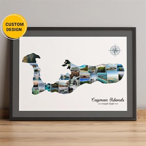 Personalisierte Kaimaninseln Karte, Bildcollage Karte von Kaimaninseln, Kaimaninseln Karte Wandkunst, Kartencollage Einzigartige Geschenke für Weihnachten
