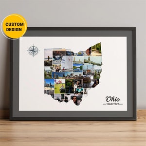 Carte personnalisée de l'Ohio, cadeaux de carte de l'Ohio, carte de l'État de l'Ohio, carte de l'Ohio, art mural carte de l'Ohio, carte des villes de l'Ohio, carte des comtés de l'Ohio. Meilleur cadeau de Noël