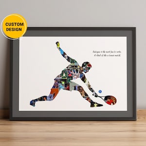 Personalisiertes Tennis-Foto-Collage-Geschenk, Geschenk für Tennisspieler, Tennistrainer-Geschenk, Tennis-Geschenke für Männer, Geschenke für Tennisliebhaber, Tennis-Kunst