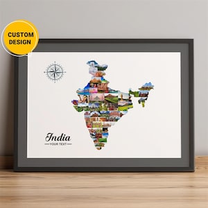 Custom India Map, Photo Collage Gift Of India, Map Of Of India, Indian Nation Map, India States Map, Best Christmas Gift, Map Wall Art