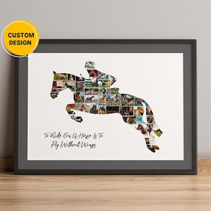 Personalized Horse Photo Collage, Gifts For Horse Lovers, Horse Love Frame, Horse Racing Gifts, Horse Racing Fan Gift, Horse Wall Collage