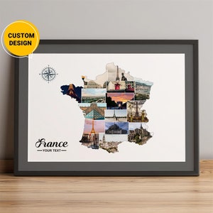 Personalized France Map, Photo Collage Map Of France, Map Collage Of Areas Of France, Regions Of France Map Wall Art, Best Christmas Gift