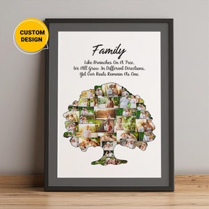Cadeaux personnalisés pour la famille, collage photo pour arbre généalogique, cadeaux de décoration d'intérieur pour la famille, cadeaux de Noël en famille, bons cadeaux pour la famille