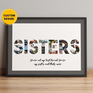 Regalos personalizados para hermanas, regalos de collage de fotos con letras para hermanas, regalos para hermanas para Navidad, regalos únicos para hermanas, regalos para hermanas mayores