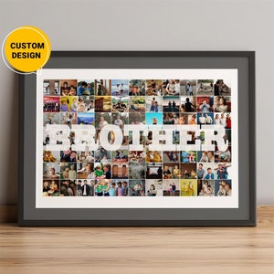 Regalos de collage de fotos con letras personalizadas para hermano, regalo de cumpleaños para hermano, regalos de Navidad para hermano, los mejores regalos para él, regalos para hermano mayor