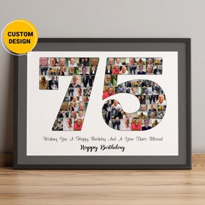 Personalized Collage 75th Birthday Gifts, Number Collage Gift For 75th Birthday, Best Birthday Gifts For Mom, Best Birthday Gifts For Dad