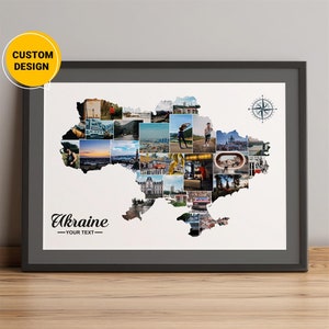 Aangepaste Oekraïne kaart fotocollage geschenken, Oekraïne oorlogskaart, Oekraïne op wereldkaart, Oekraïne kaart Europa, wereldkaart kunst aan de muur, beste kerstcadeau