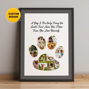 Personalized Gifts For Dog Owners, Photo Collage Dog Paw Art, Pet Memorial Gifts For Dog Lovers, Custom Dog Gifts Pet Loss Presents