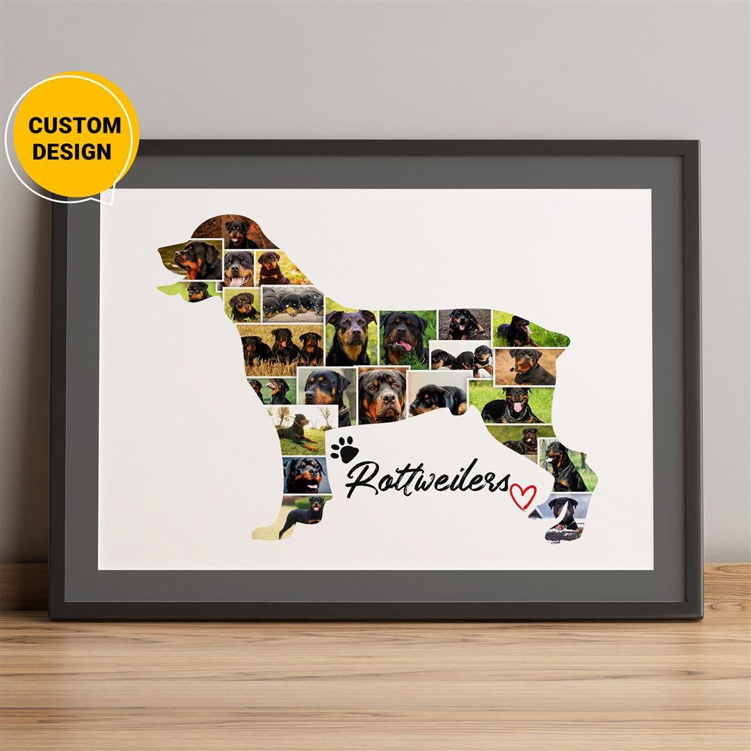 Personalized Rottweiler Dog, Photo Collage Gifts for Loss of Dog ...