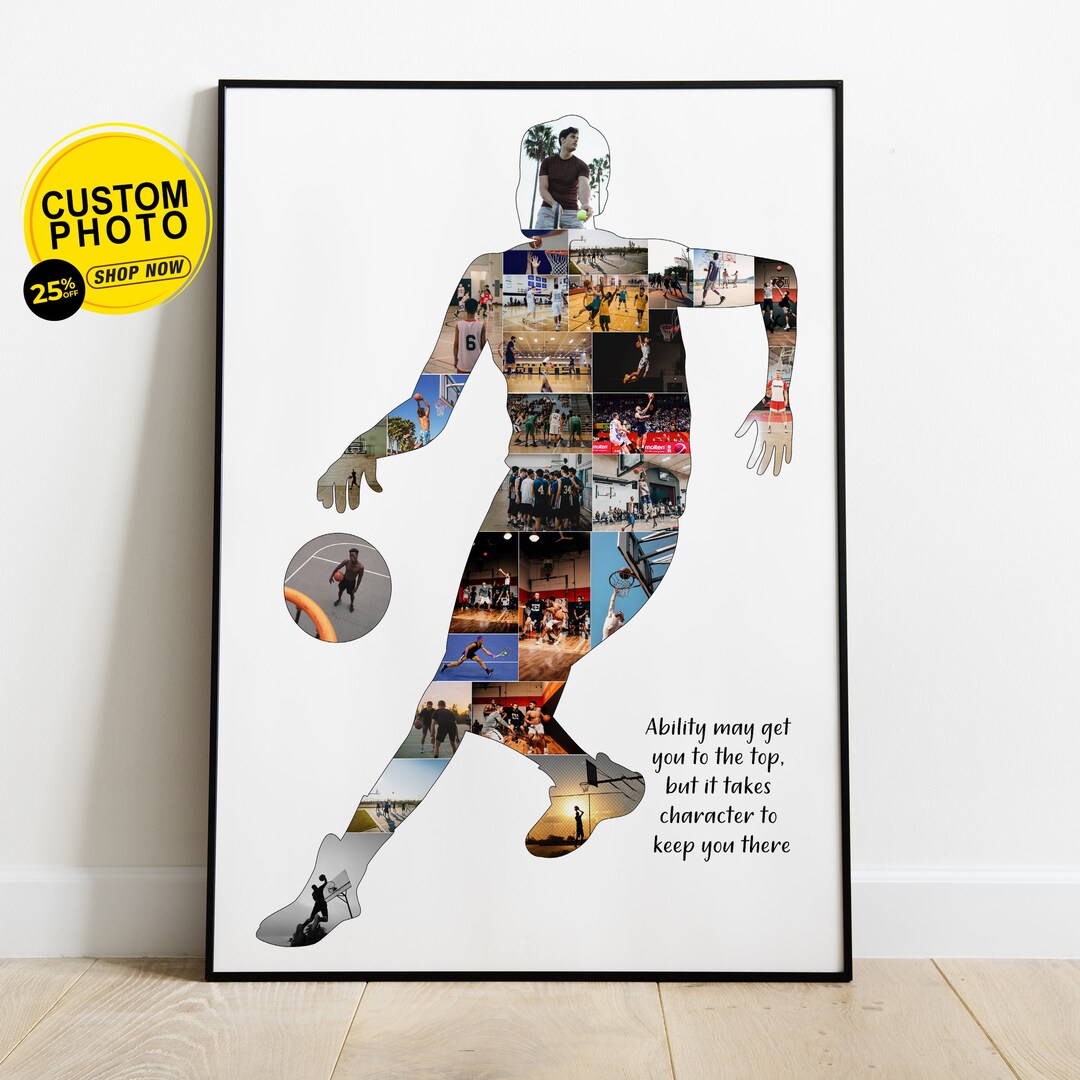 Basketball Wall Decor Personalized Portrait Basketball Gifts Etsy