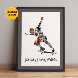 Individuelles Skateboard Poster, Foto-Collage-Geschenk, bester Skating-Trainer, Skating-Geschenk für ihn, Skateboard-Geschenke für Mädchen, Skateboard-Fotokunst