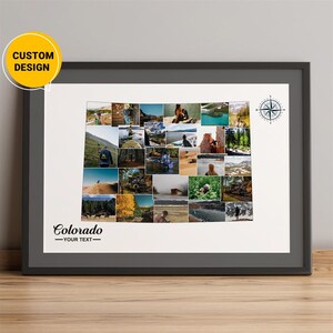 Cadeaux personnalisés de collage photo de carte du Colorado, collage de photos de carte du Colorado, plan de la ville du Colorado, carte du comté du Colorado, carte de l'état du Colorado