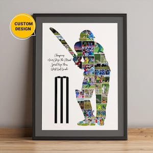 Personalisierter Cricket Spieler, Foto-Collage-Geschenk, Cricket-Geschenke für Männer, Cricket-Trainer-Geschenk, Cricket-Geschenkideen, Geschenke für Cricket-Liebhaber