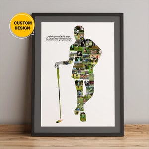 Personalized Golf Photo Collage, Golf Photo Art, Golf Team Coach Gift, Golf Lover Picture, Best Golf Gifts For Men, Father&#39;S Day Golf Gifts