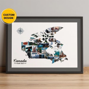 Carte du Canada personnalisée, collage de photos carte du Canada, carte du pays du Canada, carte du Canada avec les États, carte de la capitale du Canada, art mural carte du Canada