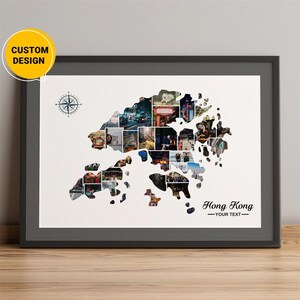 Mapa personalizado de Hong Kong, mapa de Hong Kong, China, mapa de la ciudad de Hong Kong, mapa para arte mural de Hong Kong, collage de mapas, el mejor regalo de Navidad