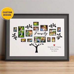Cadeaux personnalisés pour la famille, collage photo, arbre généalogique, idées cadeaux pour Noël en famille, cadeaux d'anniversaire uniques pour elle, oeuvre d'art mural de famille