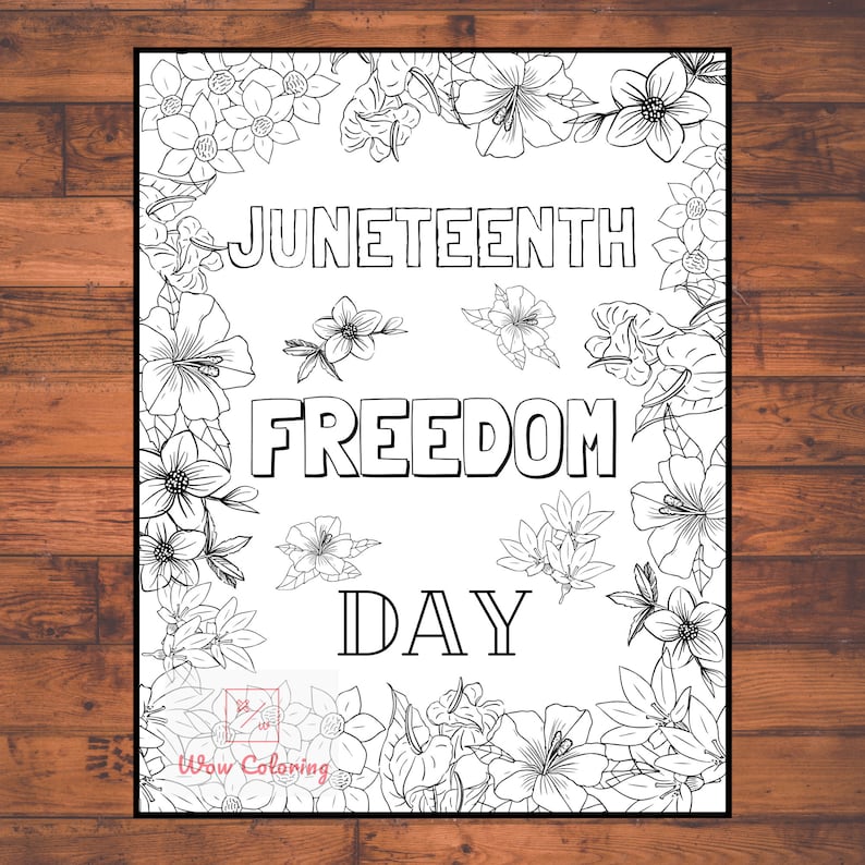 juneteenth coloring pages pack of 6 celebrate freedom day etsy