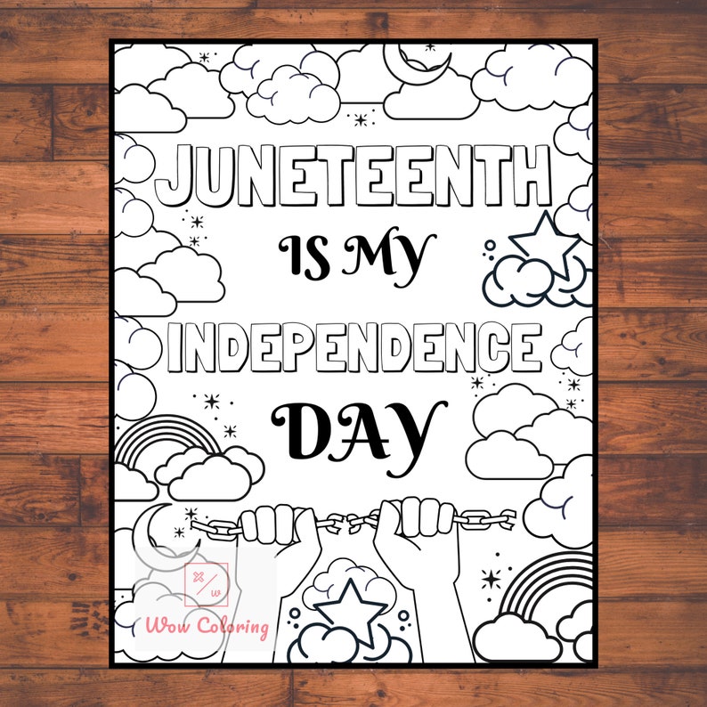 juneteenth coloring pages pack of 6 celebrate freedom day etsy