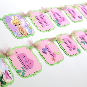 Tinkerbell Fairies Inspired Birthday Banner Cupcake Toppers