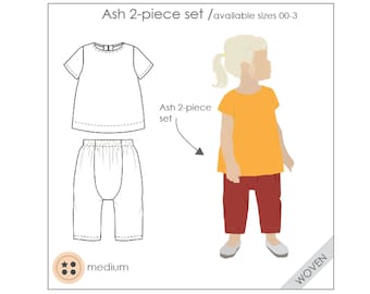Conjunto unisex de 2 piezas para bebé - Patrón PDF, patrón de costura para bebés, patrón PDF para bebés, patrón PDF para niños