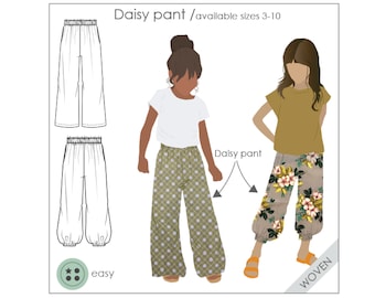 Pantalón de niña - Patrón PDF, patrón de costura, costura para niñas, patrón PDF, patrón PDF para niños, patrón PDF para niños