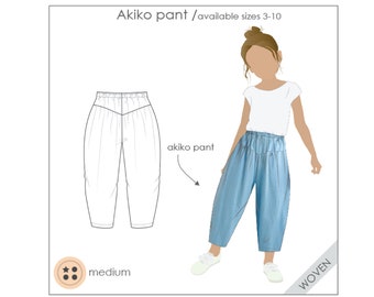 Meisjes broek-PDF-patroon, naaipatroon, meisjespatroon, naai voor meisjes, kinder-PDF-patroon, kinder-PDF-patroon