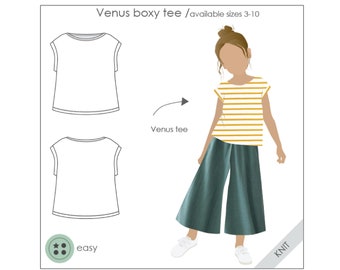 Top de punto para niñas - Patrón PDF, patrón de costura para niñas, patrones de costura para niños, patrón PDF para niños, patrón PDF para niños