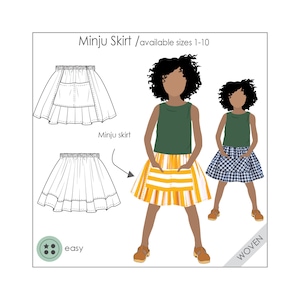 Girls skirt- PDF pattern, sewing pattern for girls, childrens PDF pattern, Kids PDF pattern, sew for girls