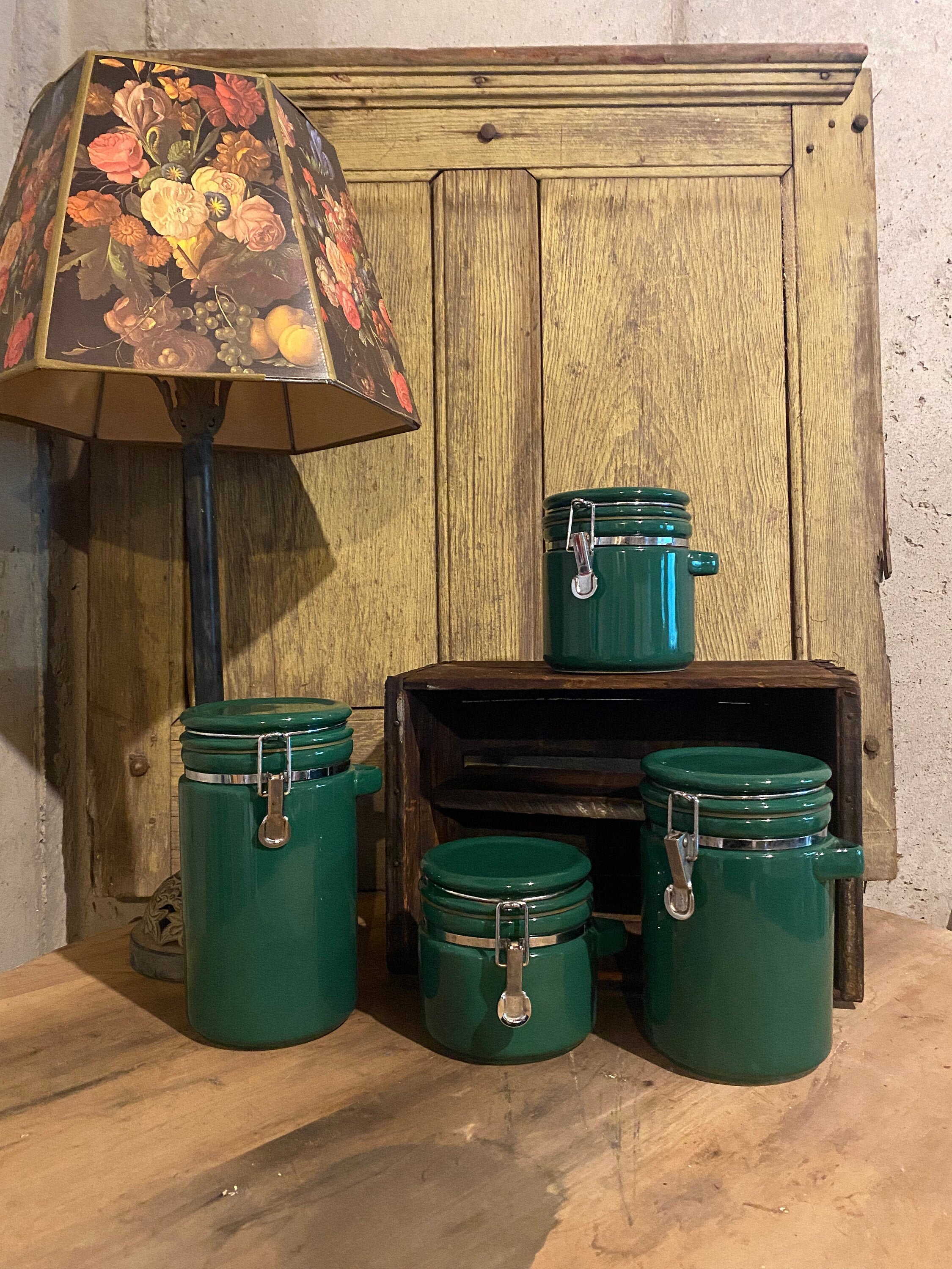 Retro Dark Green Kitchen Canister Set Etsy
