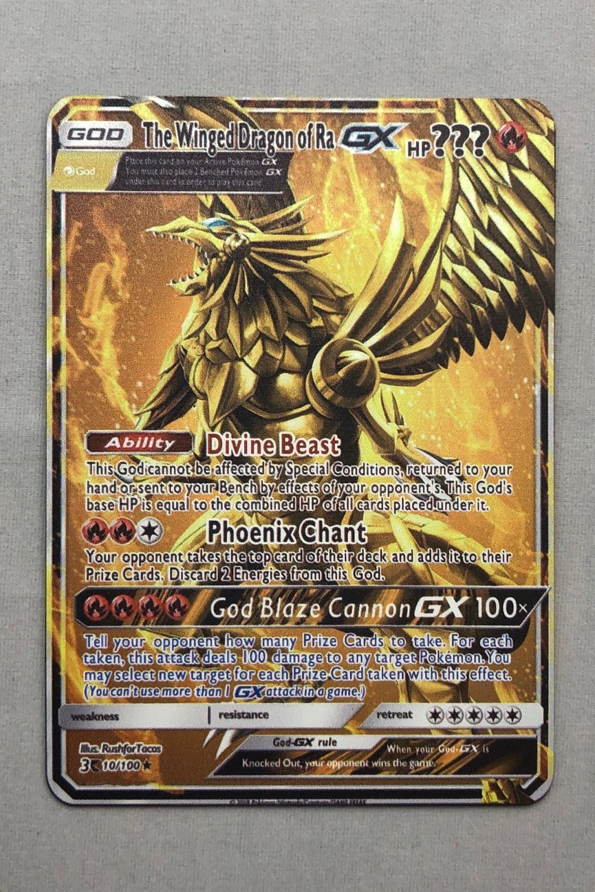 Pokemon Winged Dragon GX Shiny Gold Metal Game Collection Cards Kids Gift  Toy