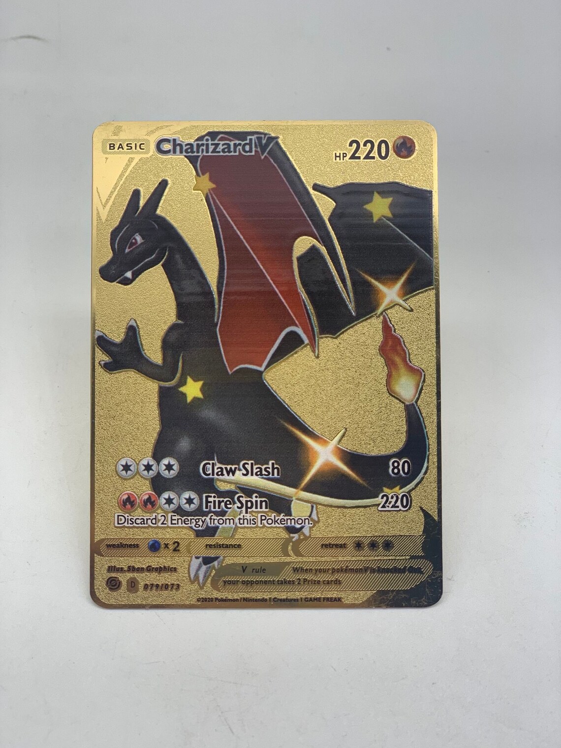 Charizard V Gold Metall Pokemon Karte | Etsy