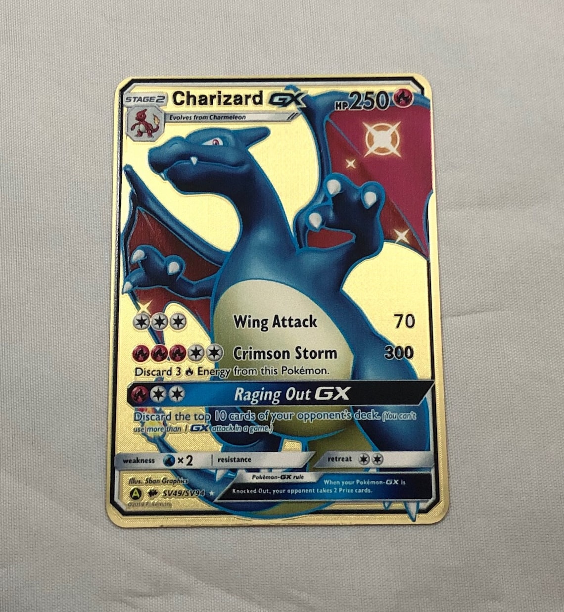 Charizard GX Gold Metal Pokemon Card Etsy