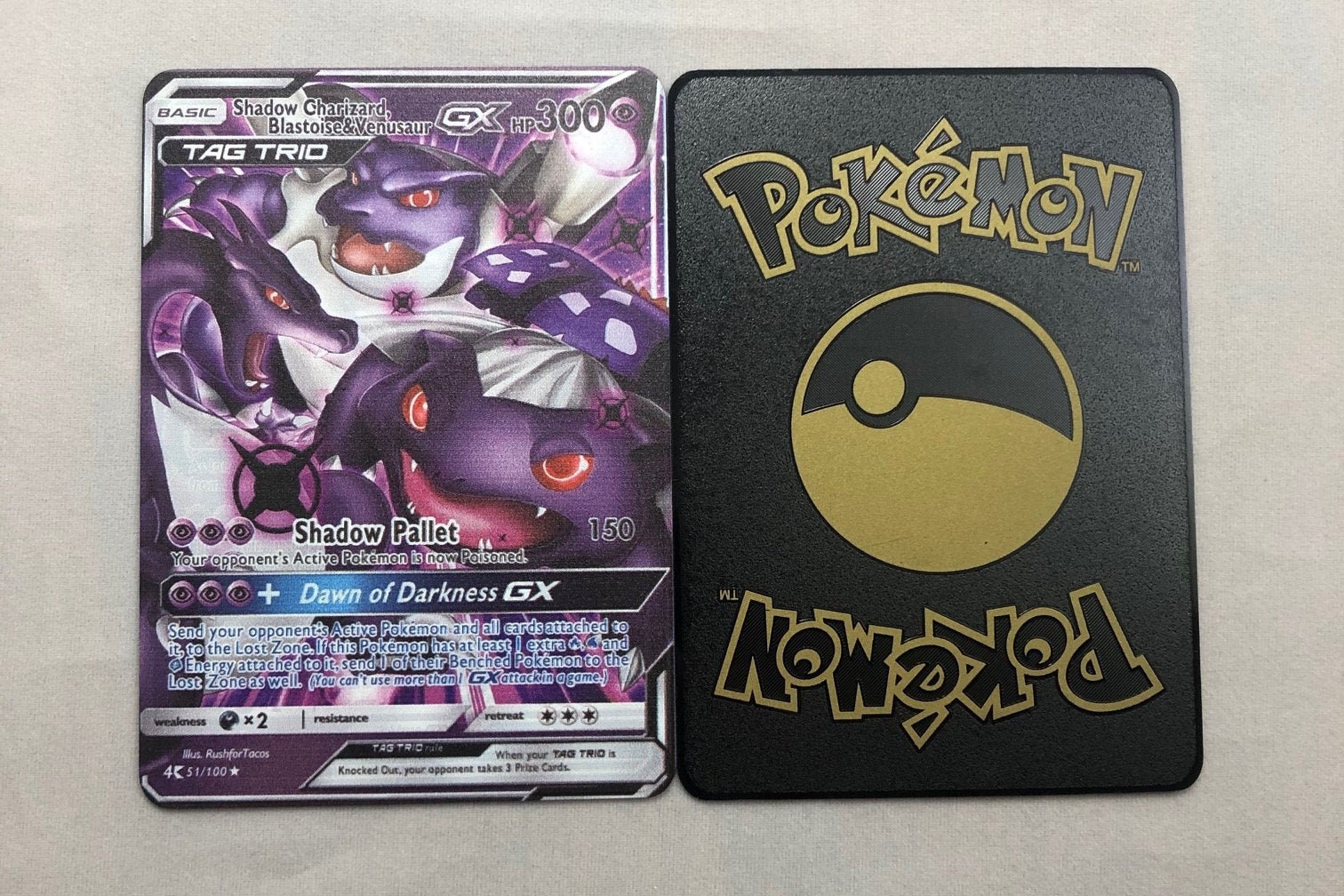 Shadow Charizard Blastoise Venusaur Tag Trio GX Metal Pokemon 