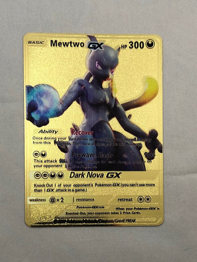Mewtwo Metal Pokemon Card Etsy