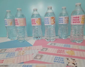 Farm Animals Water Bottle Labels | Kids Party Favor | Gloss Sticker | Printed Only